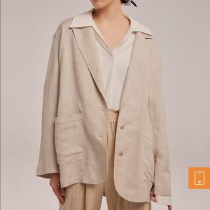 Lattelier Notched Lapel Linen Blazer